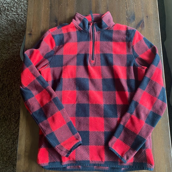Red plaid fleece sweater - Picture 1 of 1